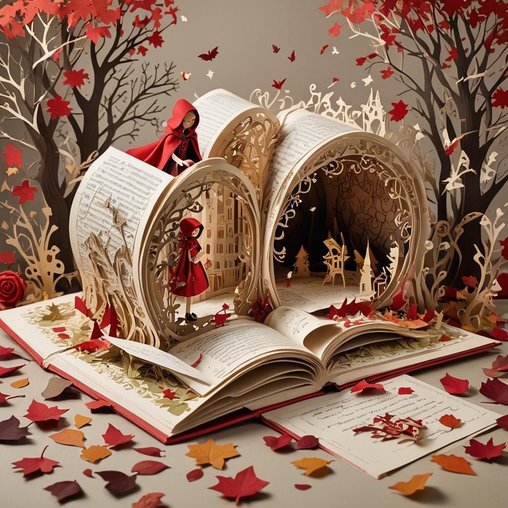 Little Red Riding Hood Pop-Up Book, Watercolor Art