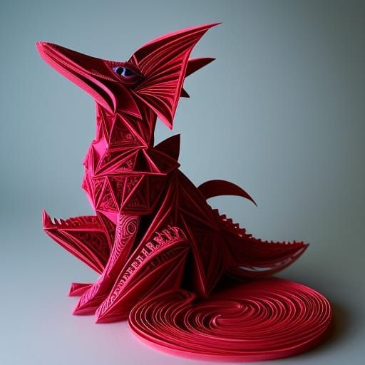 Mystical baby dragon, paper quilling