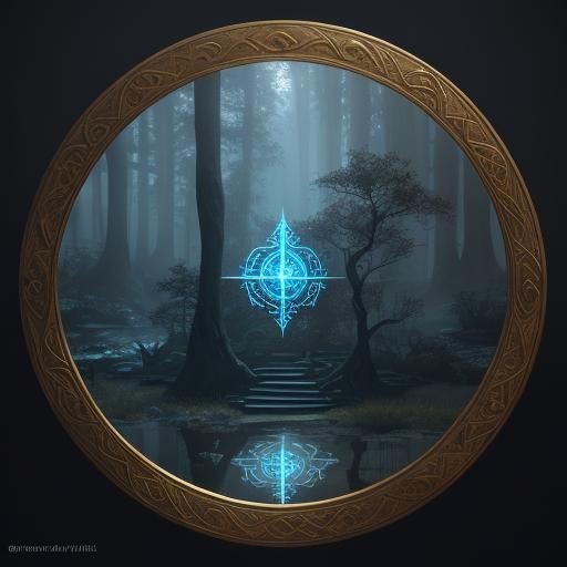 Mystical Mirror in Ancient Forest Concept Art