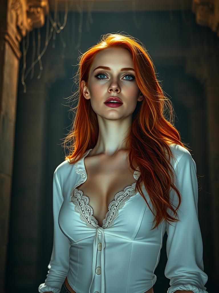 Ethereal Woman in Ancient Egyptian Tomb