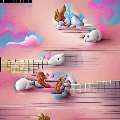 Rabbits Playing Guitars in Whimsical Scene