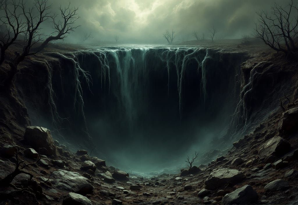 Foreboding Bottomless Chasm in Dark Matte Painting
