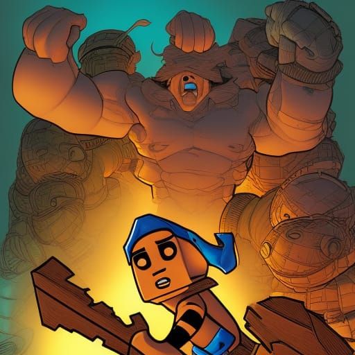 Roblox Noob in Comic Book Style Art