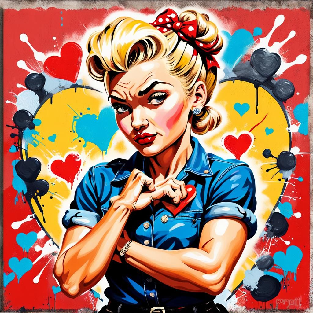 Rockabilly Siren Forms Heart Symbol