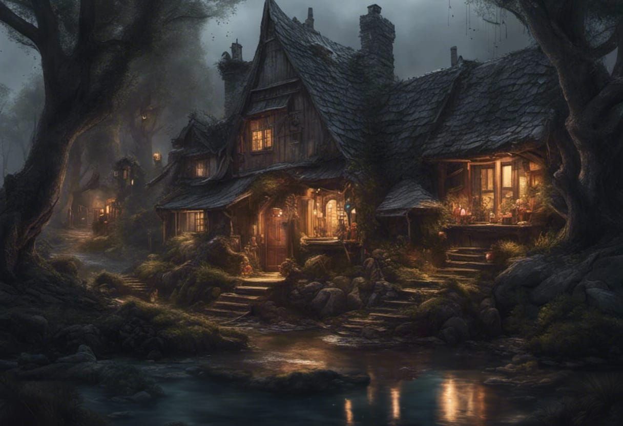 Moody Ducks in Fairy Town Moonlight