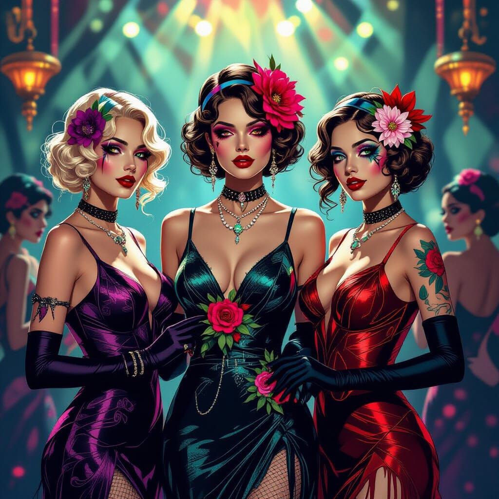 1920s Zombie Girls Fiesta in Surreal Art Style