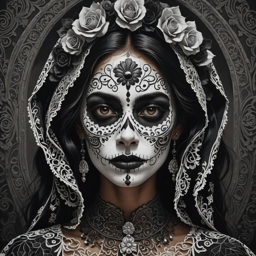 Pakistani Woman as Catrina in Photorealistic Style
