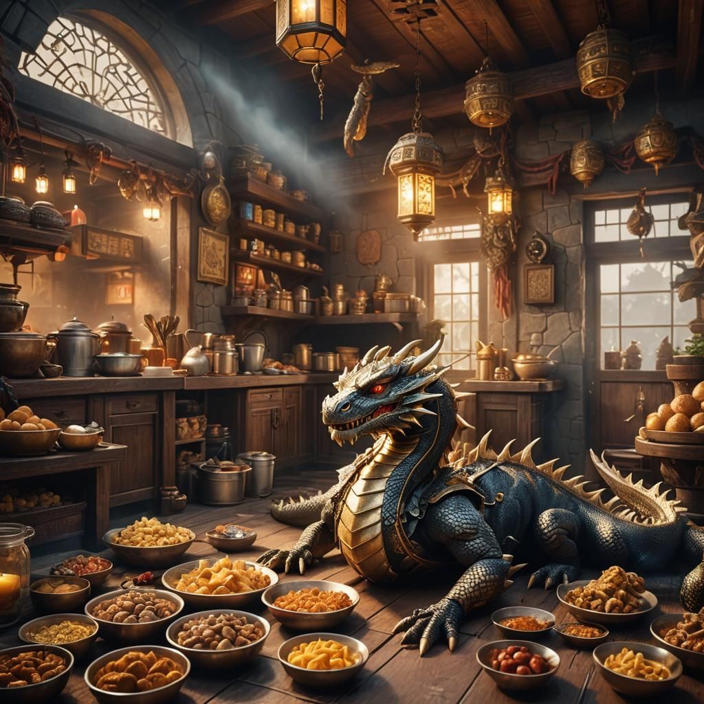 Ninja Dragon Lounging: Hyper-Realistic Digital Art