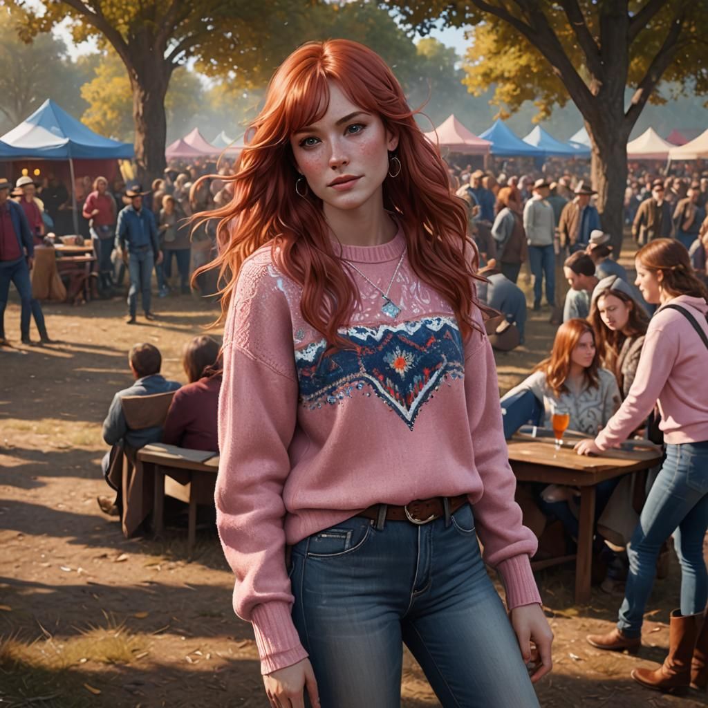 Red Haired Woman at Bluegrass Festival