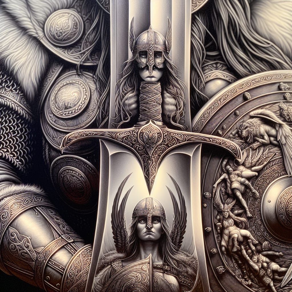 Viking Shieldmaiden with Valkyrie Reflection