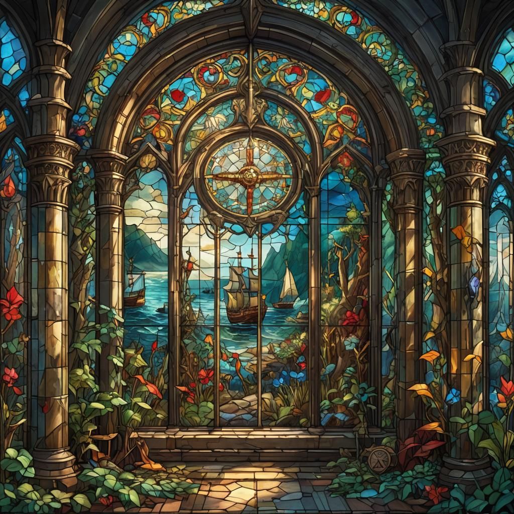 Stained Glass Seaview: Medieval Forest House