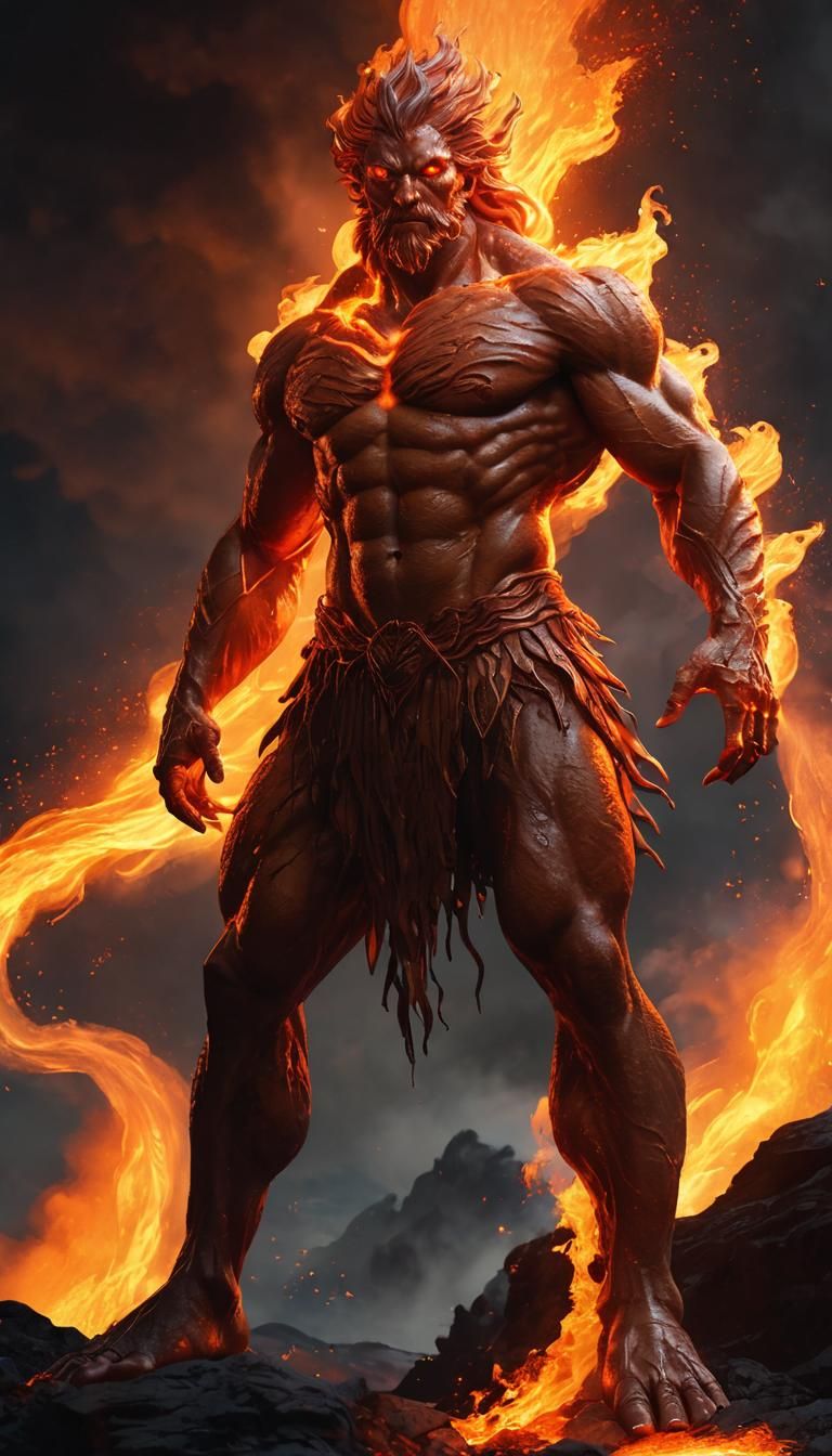 God of Fire and Lava on a Cliff
