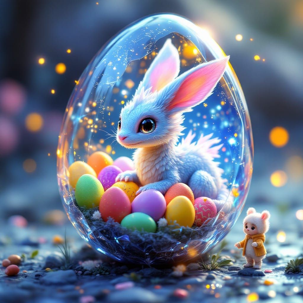 Crystal Egg Reveals a Chibi Easter Bunny Dragon