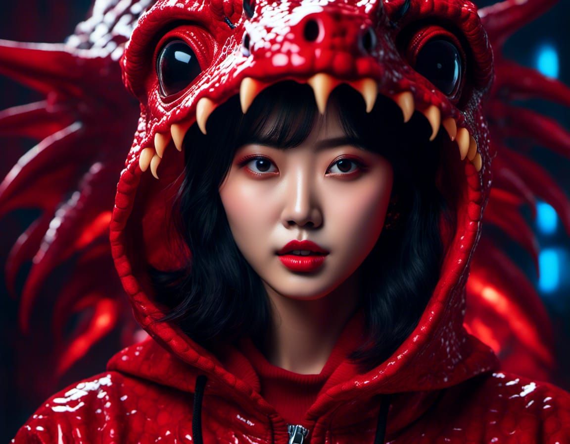 Korean K-Pop Idol in Dinosaur Costume: 3D Anime