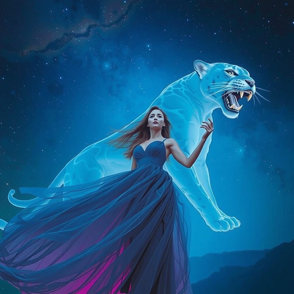 Ethereal Goddess Meets Celestial Panther in Cinematic Double...