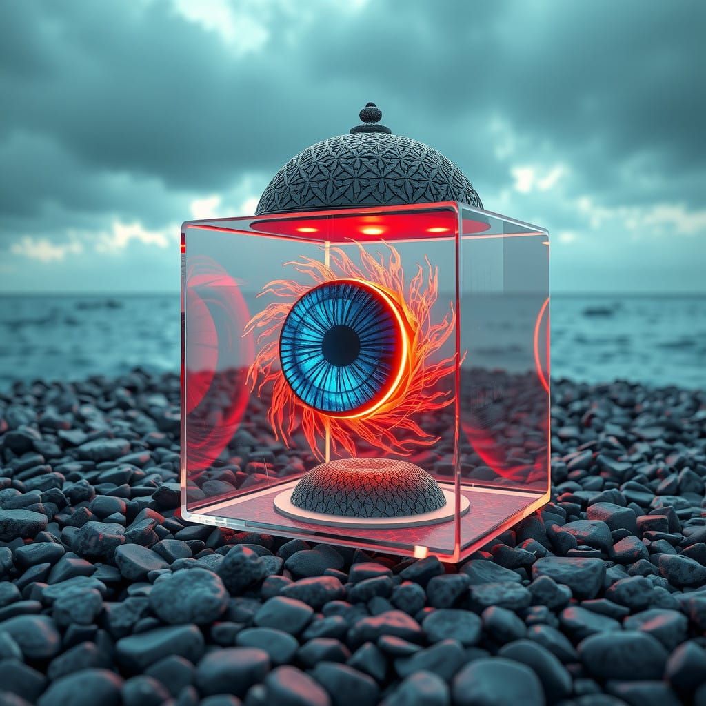 Cyberpunk Eye of the Beholder in a Futuristic Landscape