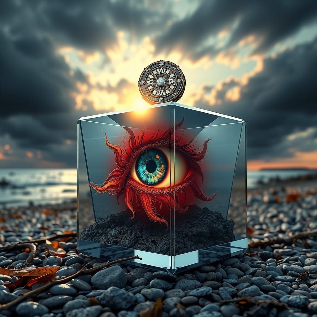 Cinematic Eye of Wonder in a Weathered Shore