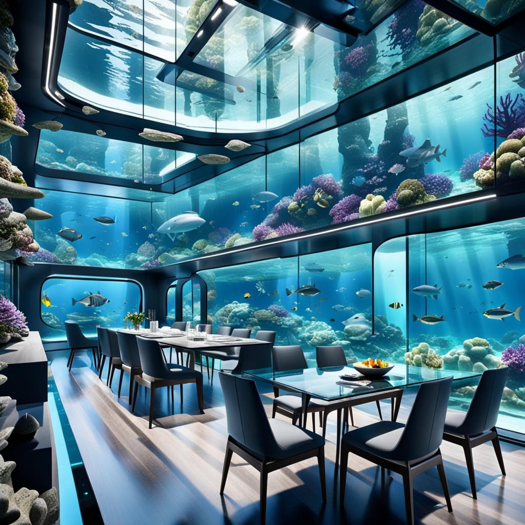 Futuristic Glass-Walled Underwater Home