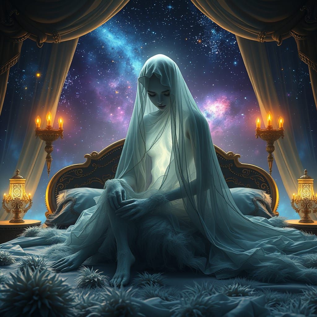 Enchanting Ghostly Beauty Under Starry Night Skies