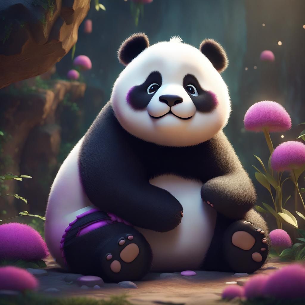 Dreaming Panda: Detailed Matte Painting in 8k