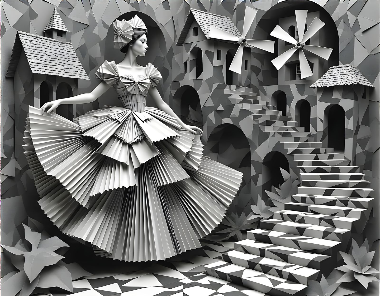 Abstract Paper Art Inspired by M.C. Escher