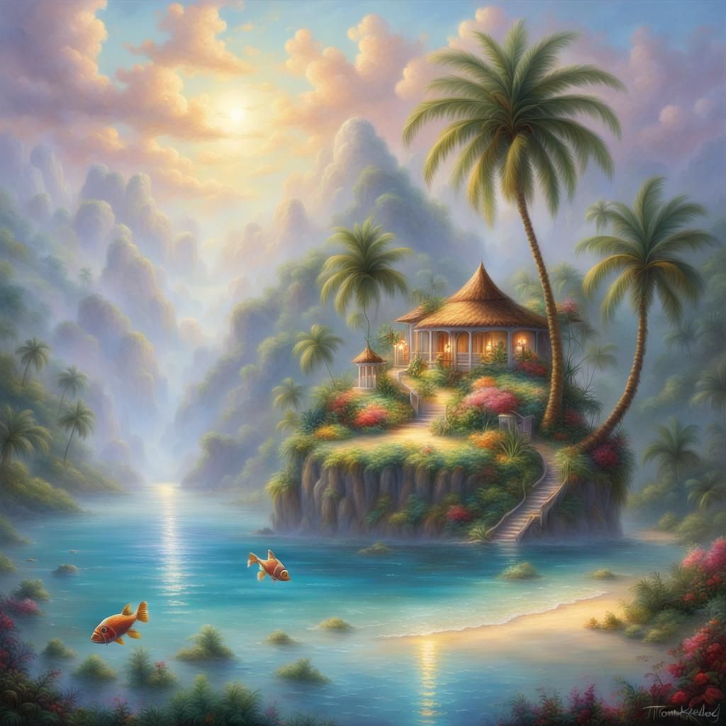 Surreal Floating Tropical Island Paradise