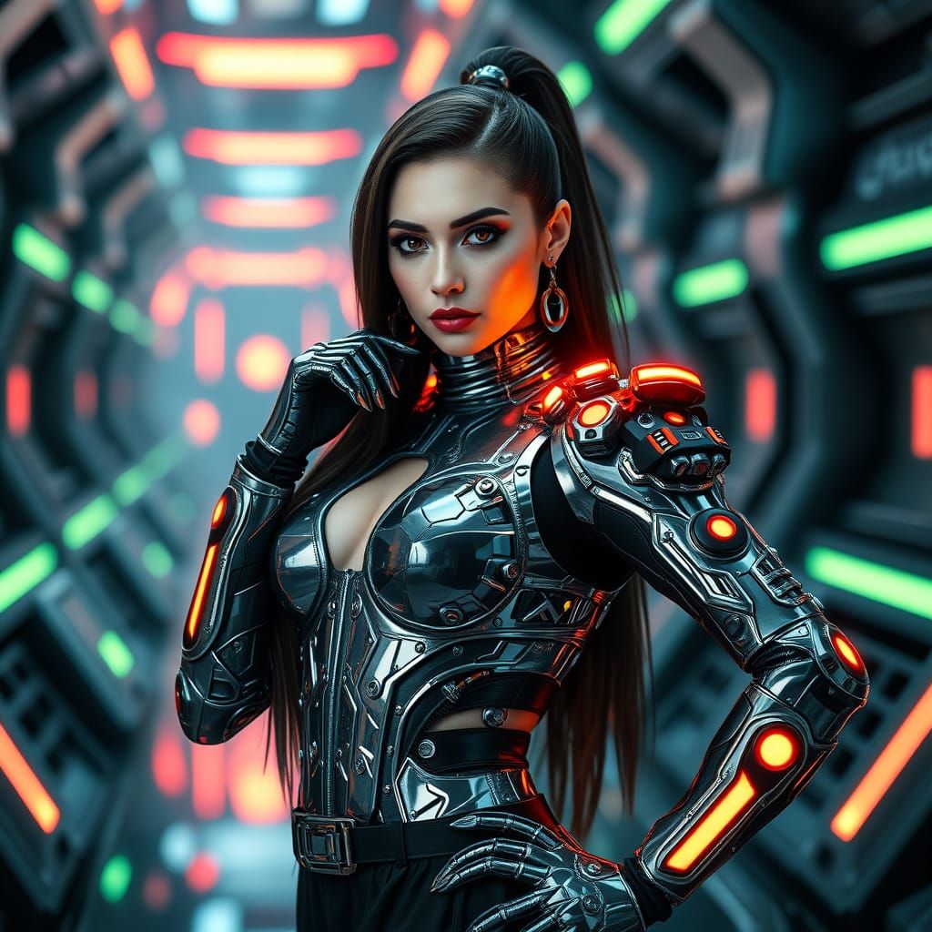Futuristic Cybernetic Amy Lee in Cyberpunk Style