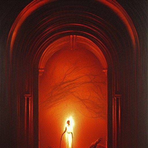 Sinister Entrance to Hell as Oil Painting