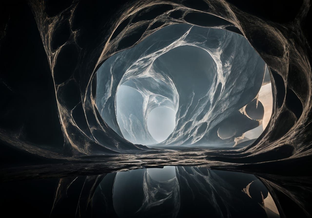 Dramatic Cave Tunnel with Cinematic Lighting