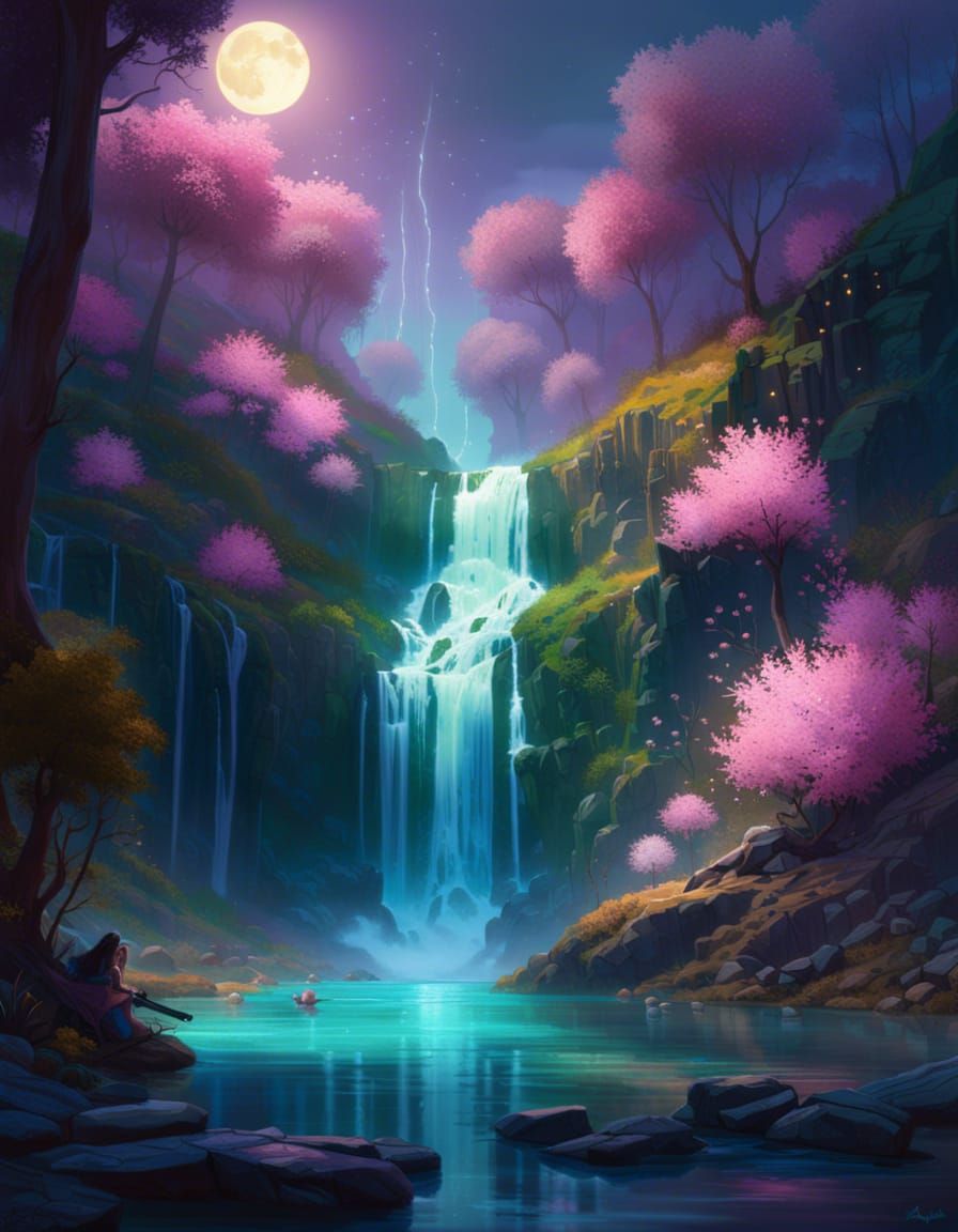 Magical Moonlit Waterfall into Snowy River