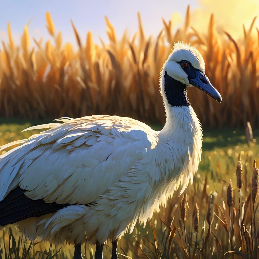 Stork in Impressionist Style Digital Painting