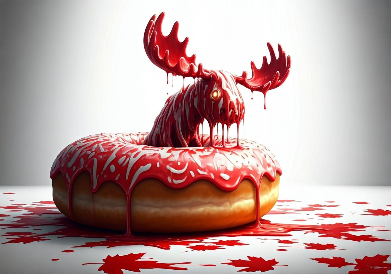Surreal Moose Doughnut Creature in Digital Painting Style