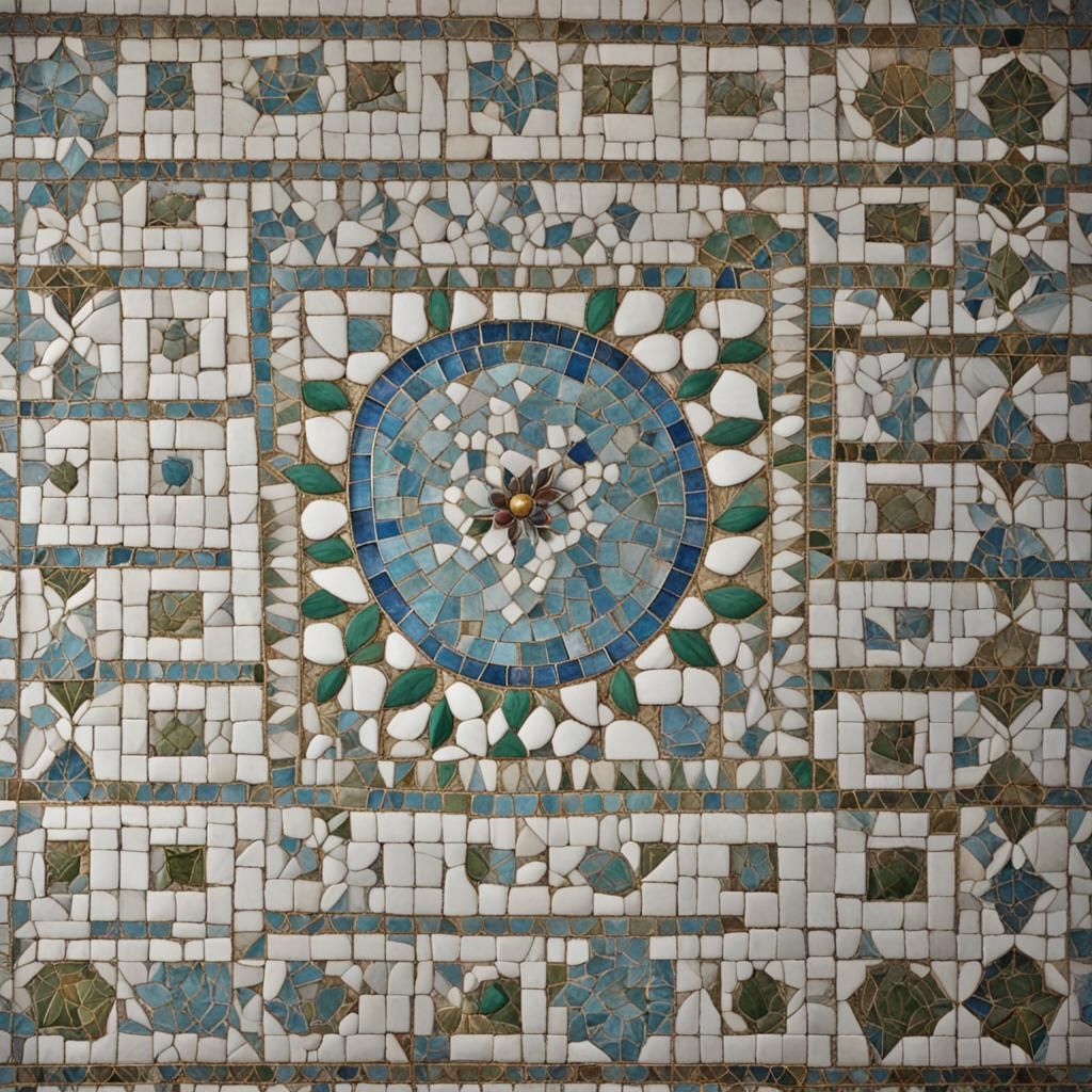 Opulent Scene with Marble Columns and Mosaics