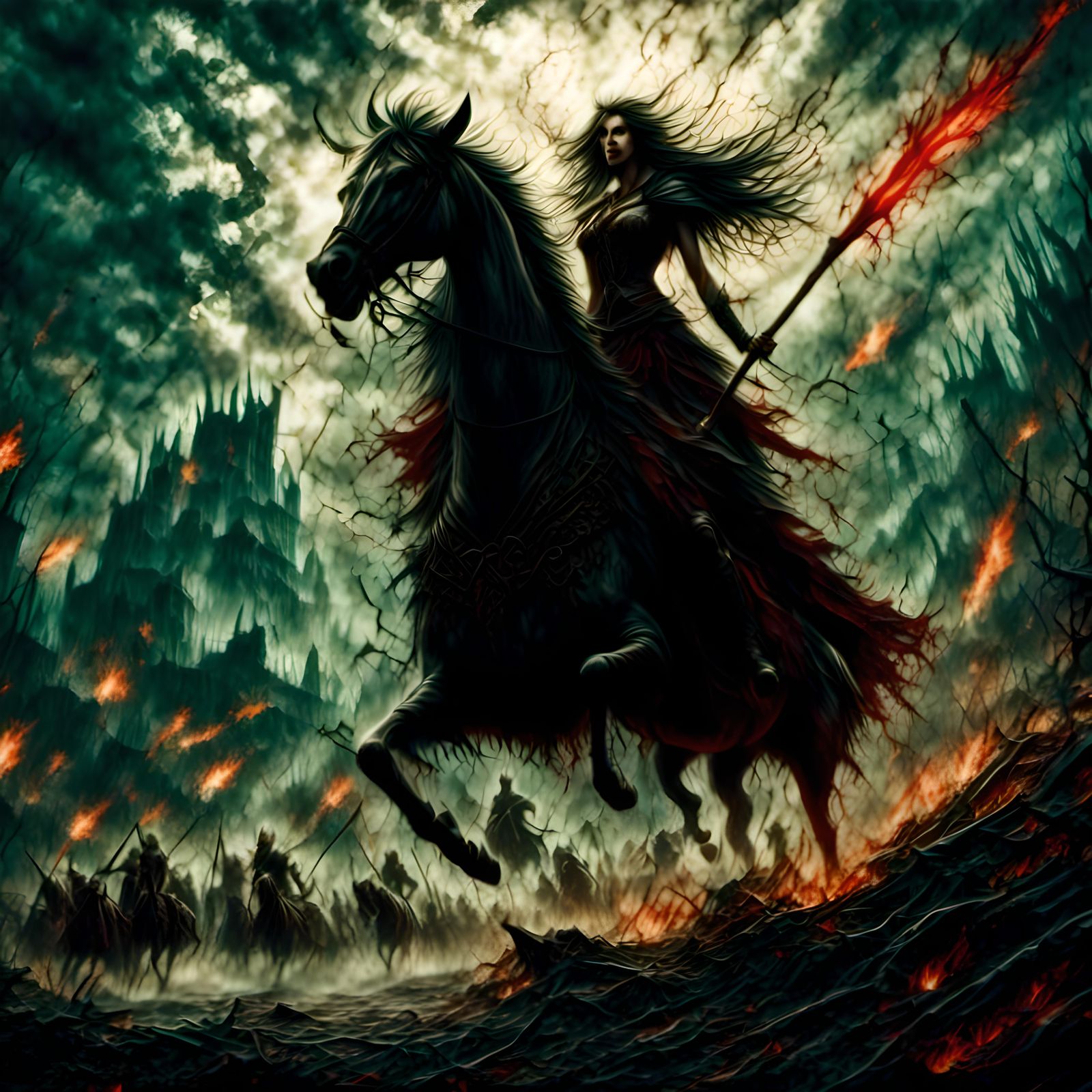 Morrigan Leads Celtic Army in Dark Fantasy Realism