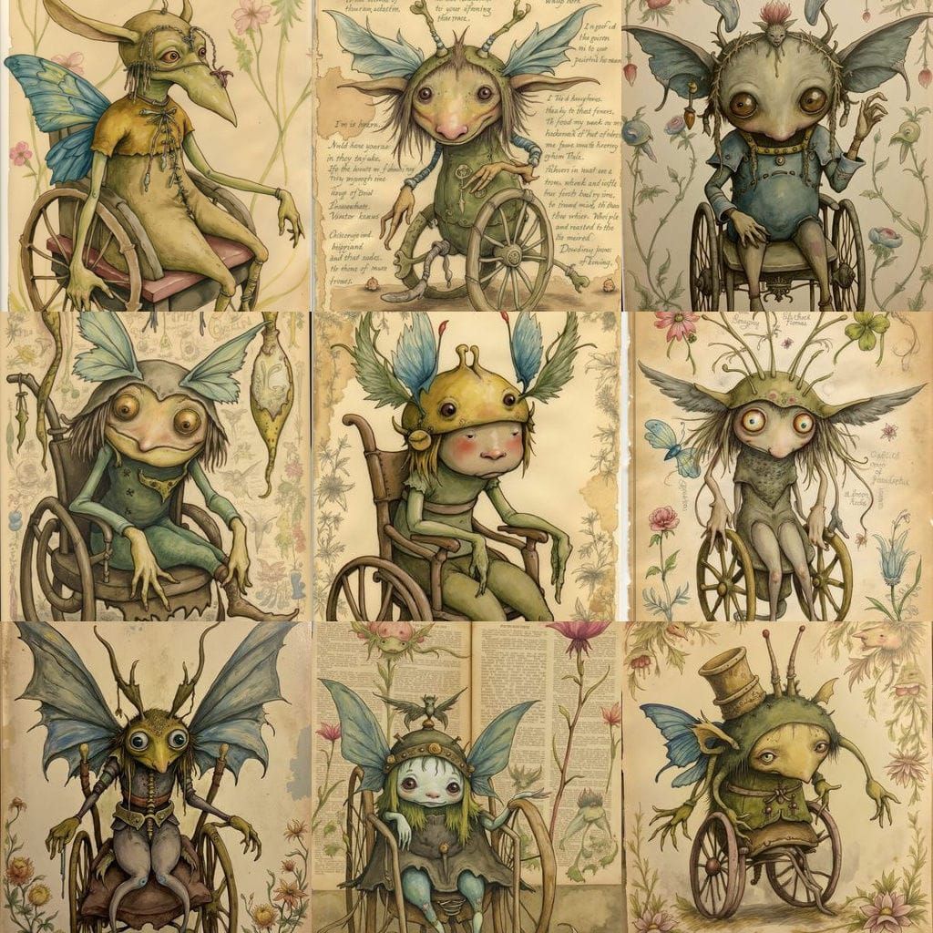 Whimsical Steampunk Creature in Vintage Storybook Style