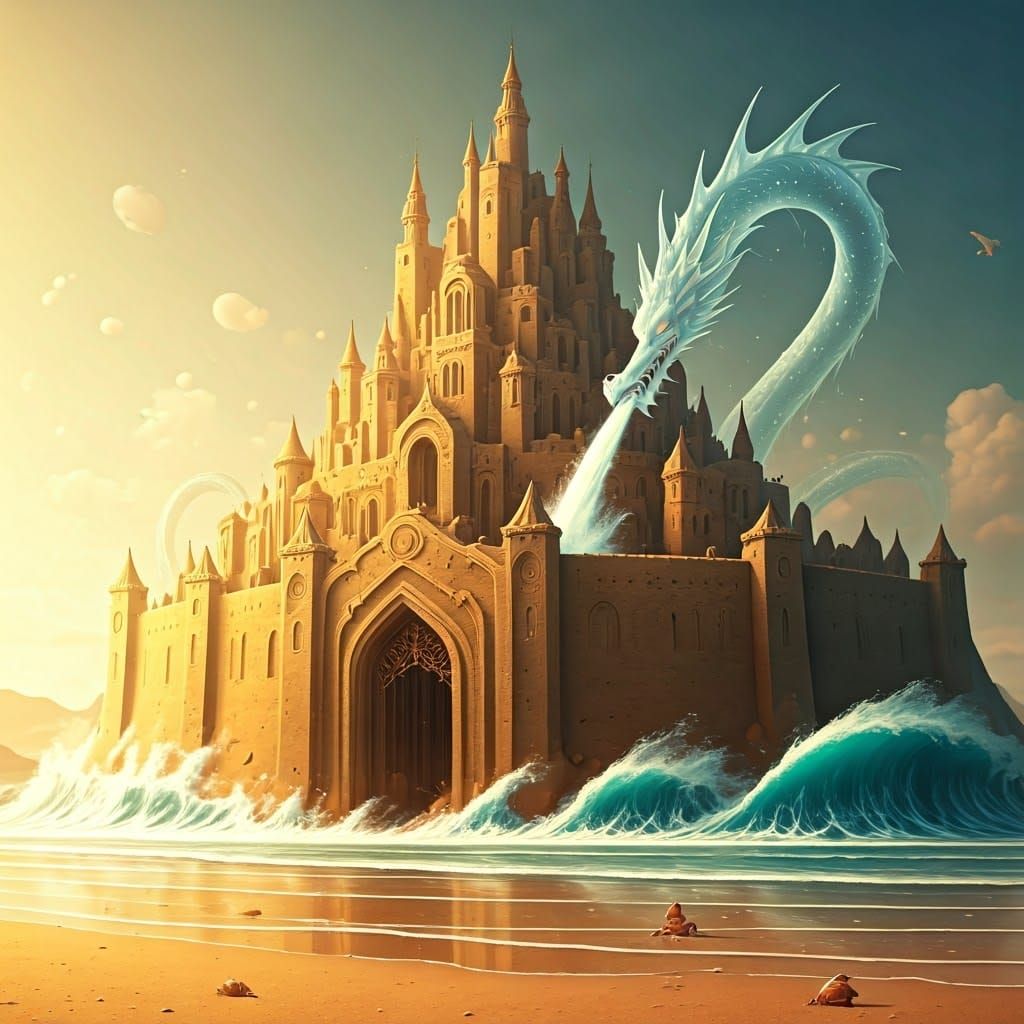 Sandcastle Siege: Crabs vs. Ocean Dragon