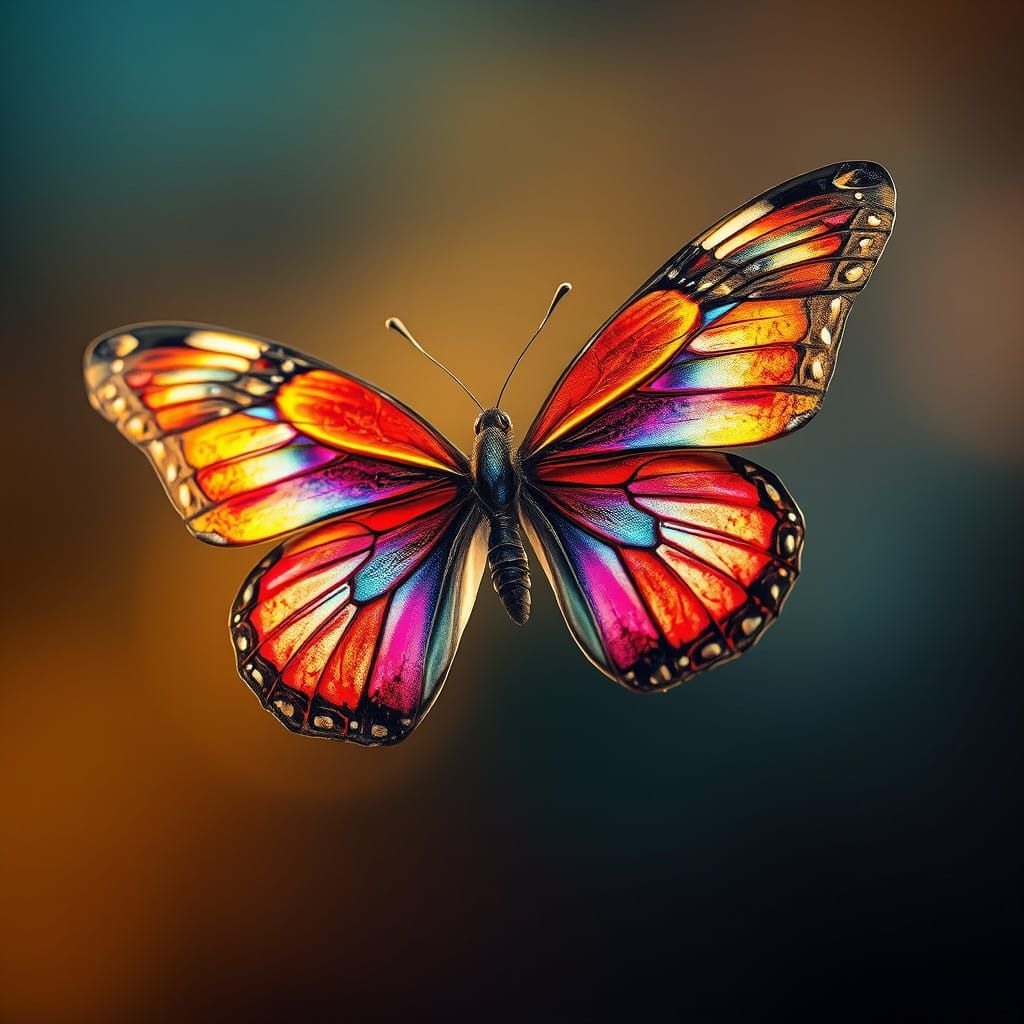 Stunning Multicolored Butterfly in Hyperrealistic Art Style