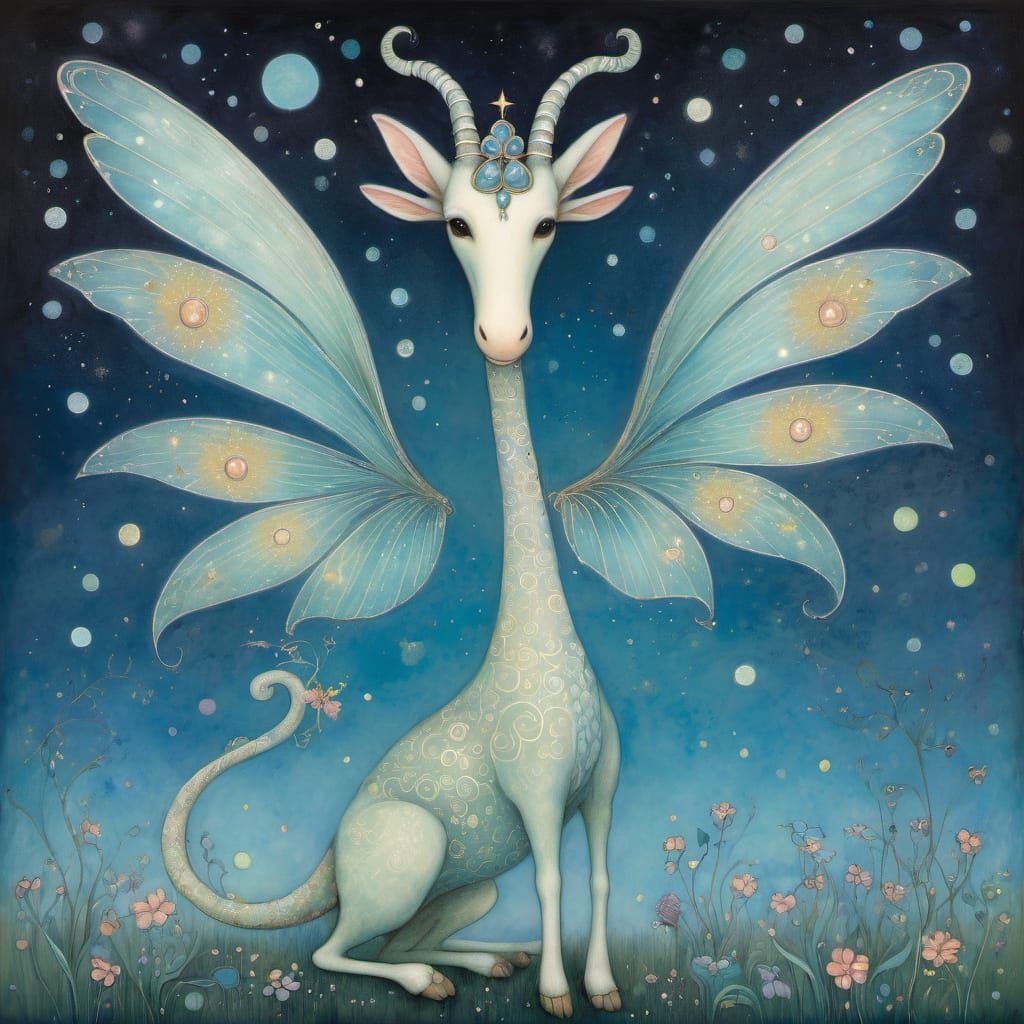 Whimsical Giraffe Fairy in Illustrative Style