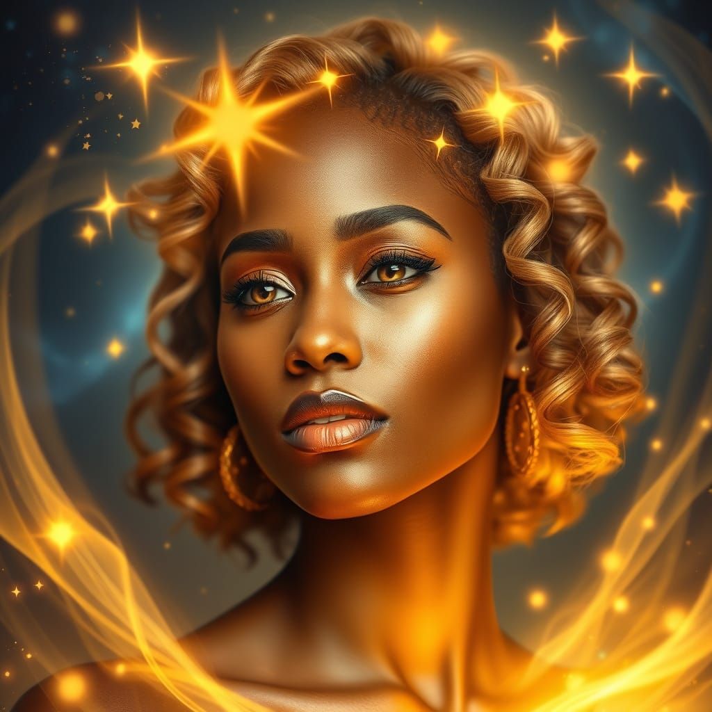 Celestial Portrait of a Black Woman Avatar of Wonder