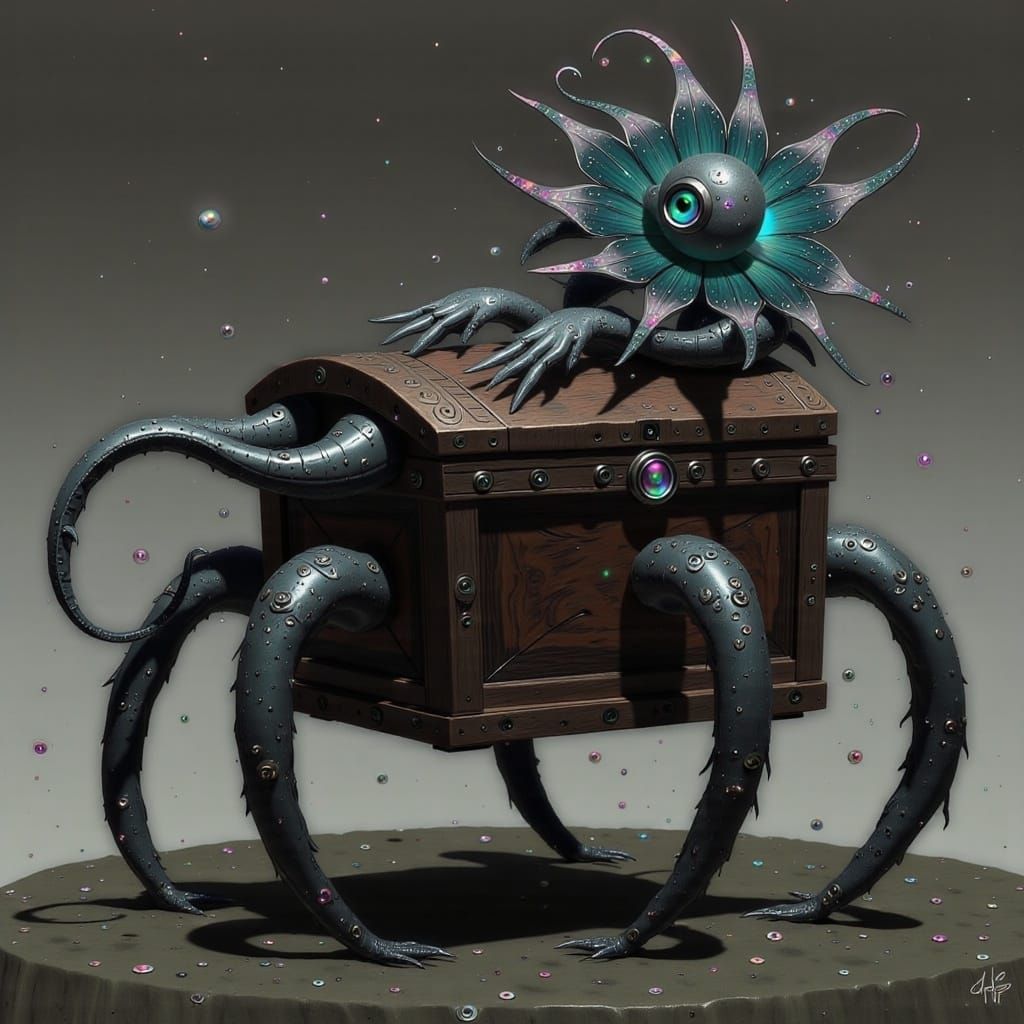 Dark Fantasy Treasure Chest Mimic Monster