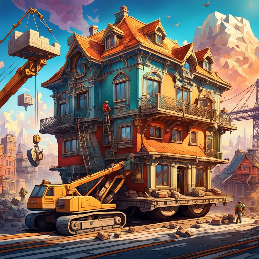 Beavers Build Highway House in Alphonse Mucha Style