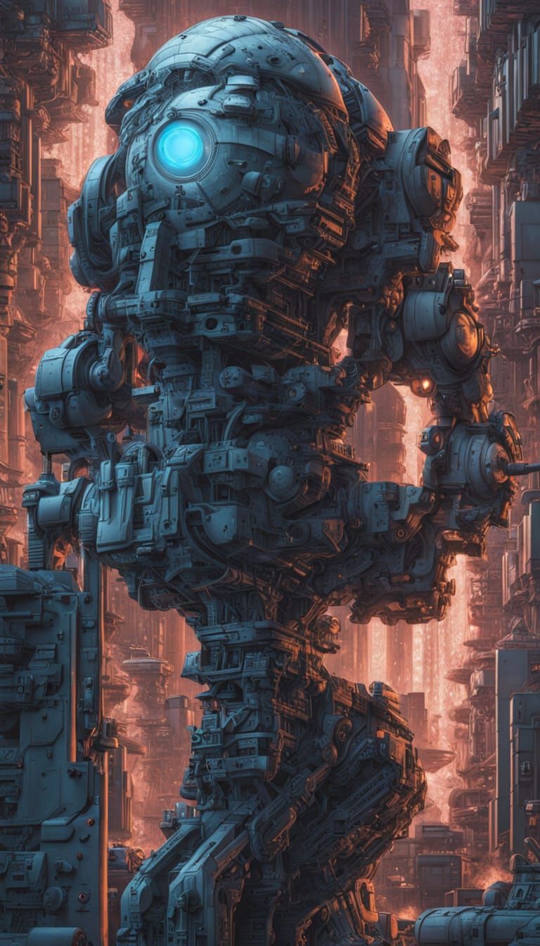 Moon-Sized Robotic Planet Killer in Hyperrealistic Sci-Fi