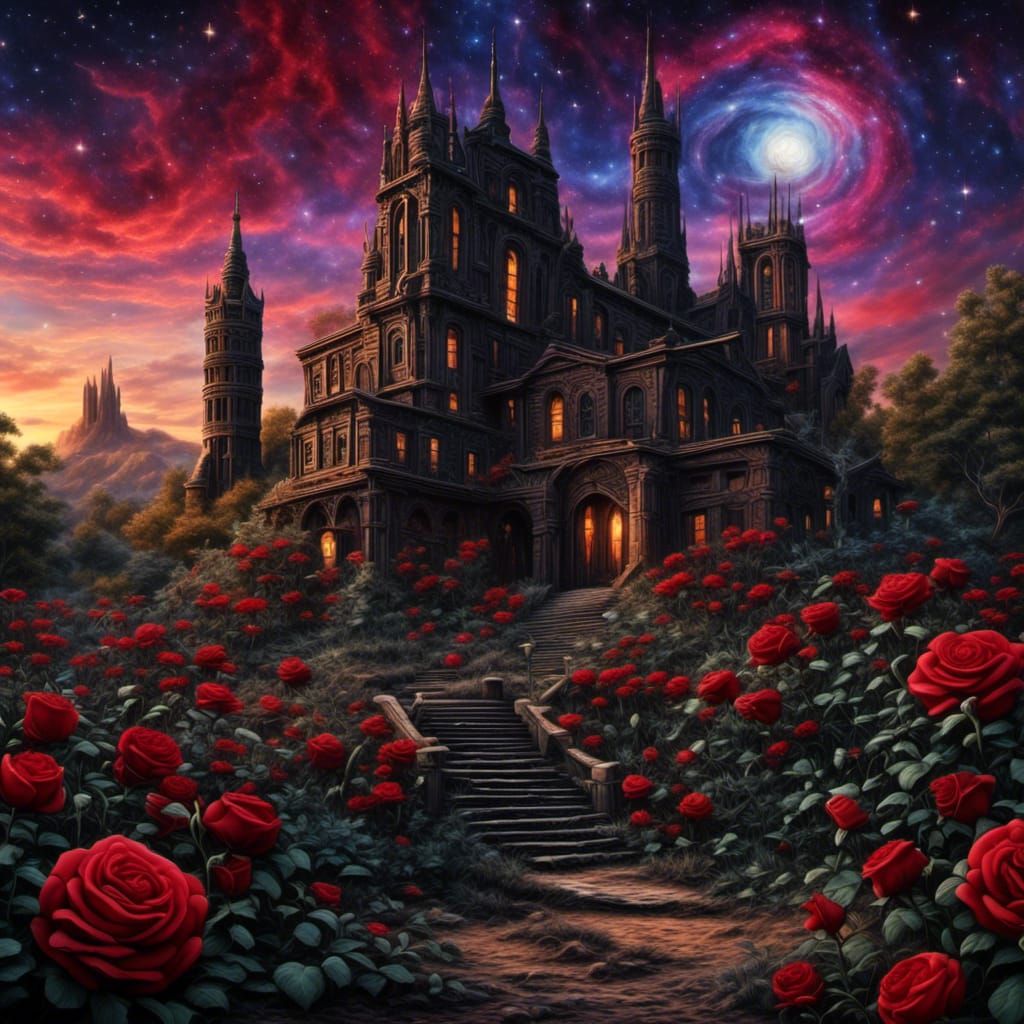 Gunslinger's Dark Tower in Starry Night