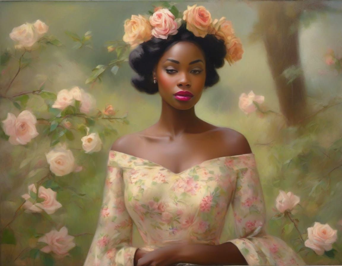 Romantic Portrait of Woman in Waterhouse Style