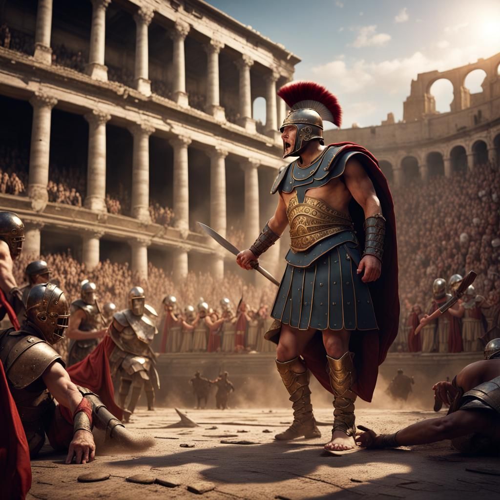 Gladiator's Violent Confrontation in the Roman Empire