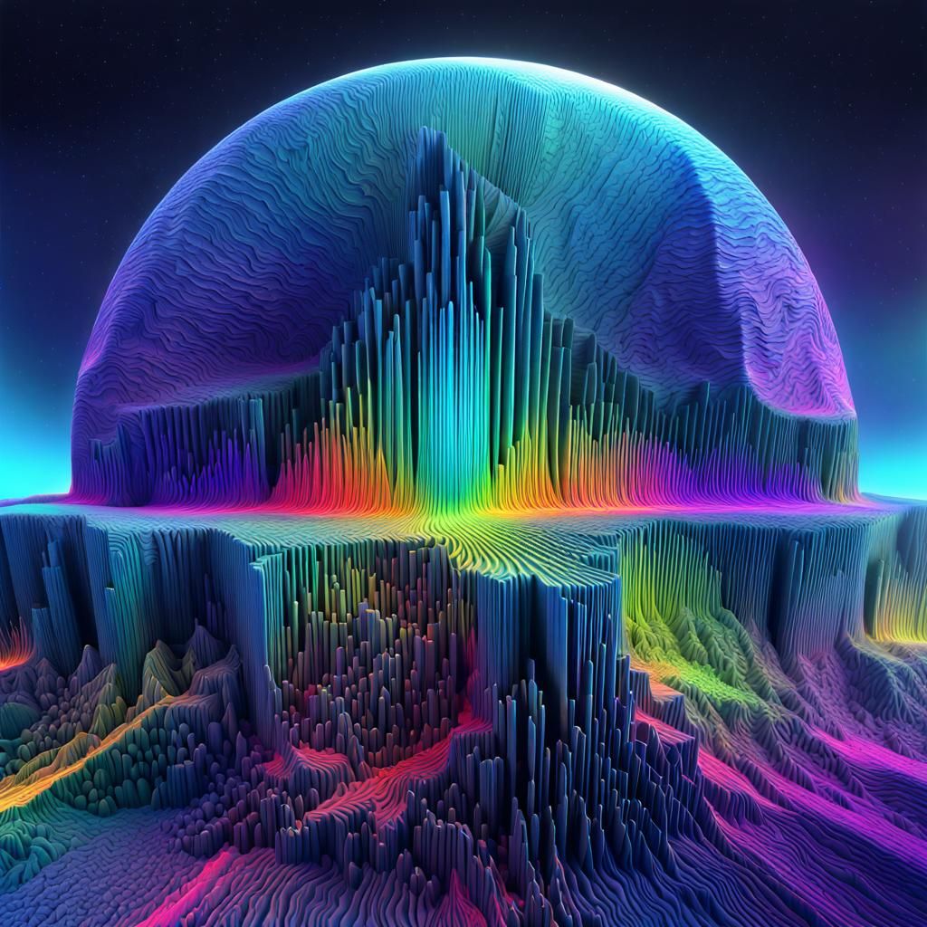 Vivid 3D Spectrogram Landscape in Abstract CGI
