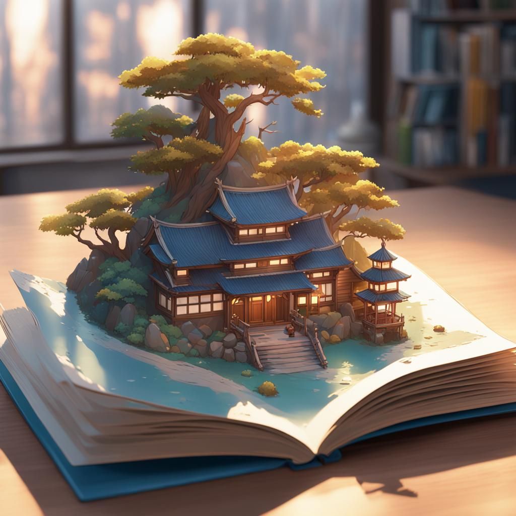 Detailed 3D Anime Pop-Up Book Art