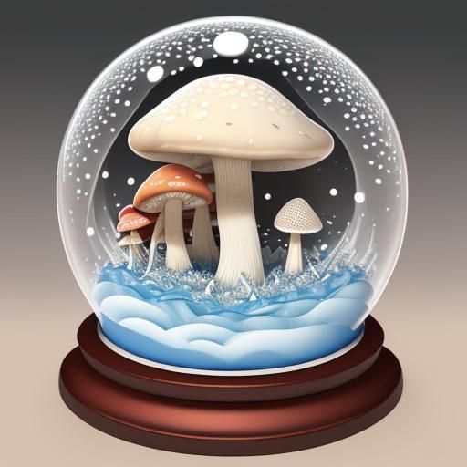 Mushroom Snow Globe with Fractal Design