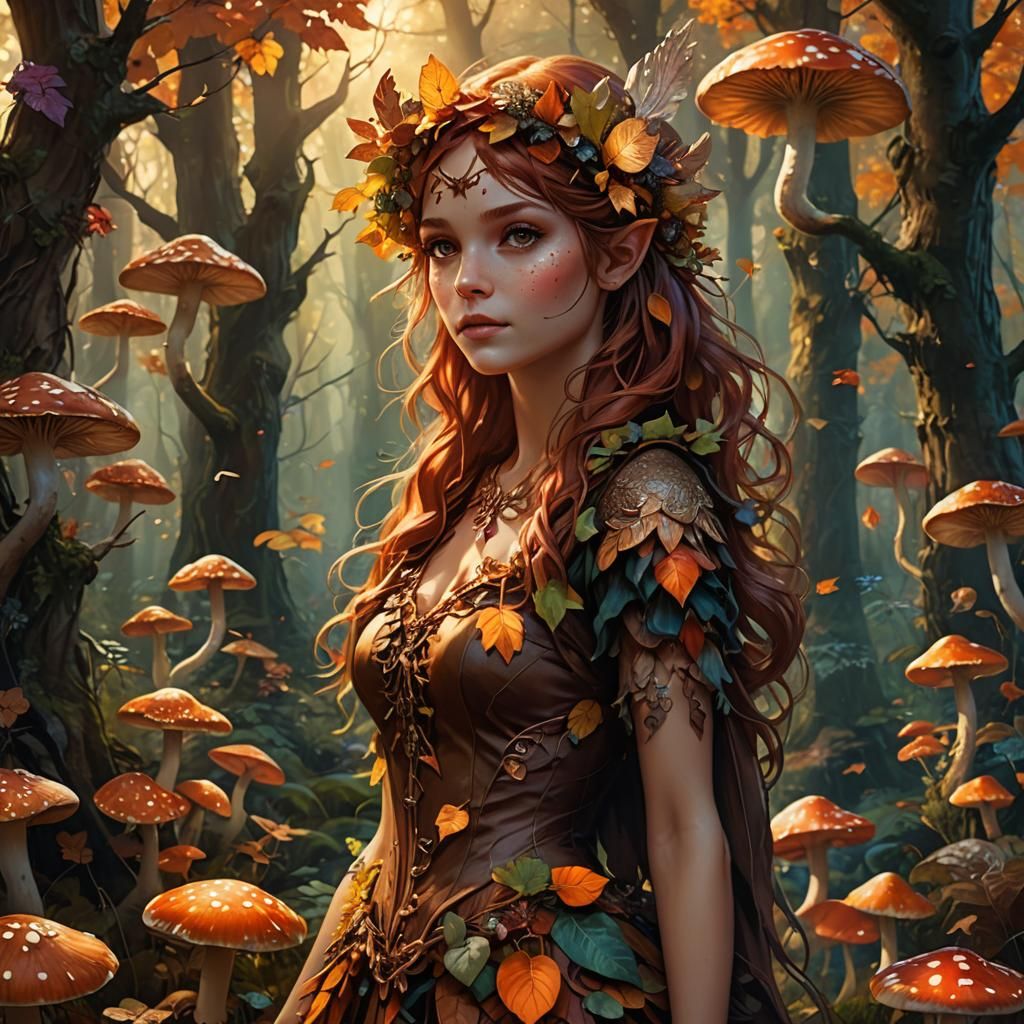 Enchanting Autumn Fae in Mystical Forest