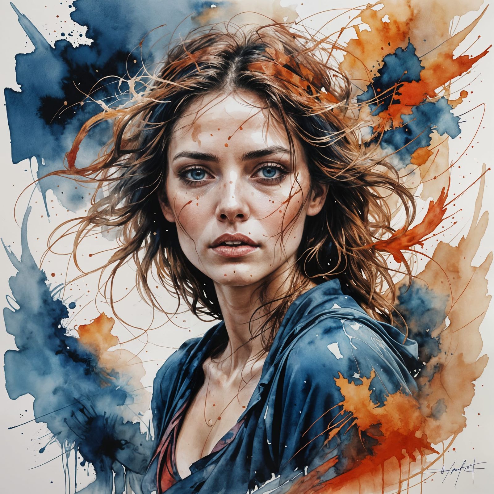 Ethereal Watercolor Goddess of the Blazing Dunes